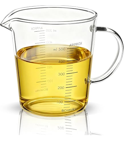 Amazon | 耐熱強化ホウケイ酸ガラス 500ml メジャーカップ 目盛り付き