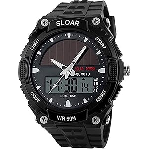 ソーラー腕時計 メンズ デジアナウォッチ スポーツ 人気ブランド おしゃれ ファション クロノグラフ アラーム時報 バックライト 防水 電子版日本語説明書 [並行輸入品]