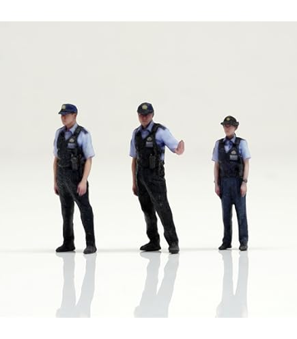 64/1交通警察官ミニチュアフィギュアセット figreal 1/64 警察官 Policeセット002 3体 彩色済みフィギュア : 箱庭