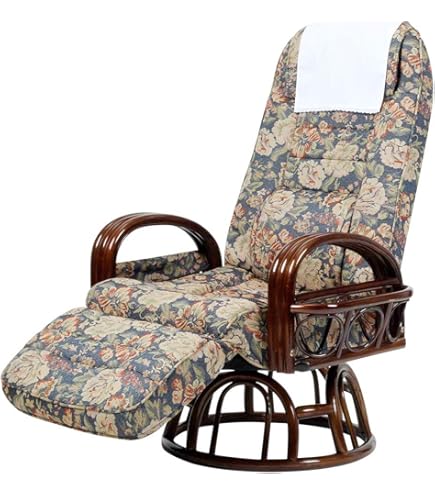 Amazon｜天然 籐（ラタン） リクライニング 回転座椅子 ハイタイプ｜座