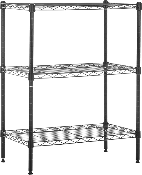 Amazonベーシック 3段スチールラック 棚 メタルラック 耐荷重340kg 幅58.9×奥行34×高さ76.2cm ブラック