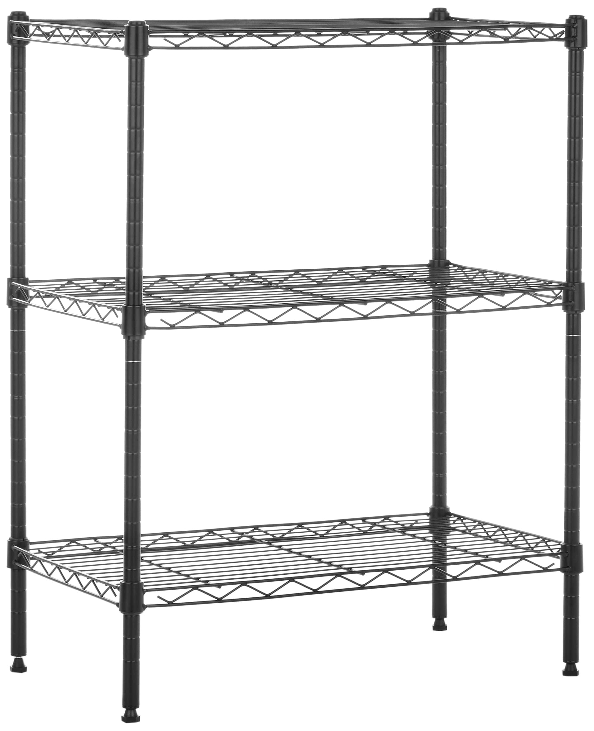 Amazonベーシック 3段スチールラック 棚 メタルラック 耐荷重340kg 幅58.9×奥行34×高さ76.2cm ブラック - 1