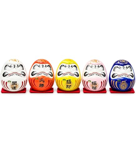 NUOBESTY Mini Daruma Japanese Ochoko Daruma Ceramic Lucky Dolls