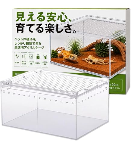 Amazon | 40cm30cm30cm爬虫ケージ 中間仕切り付き2匹のペットを隔離