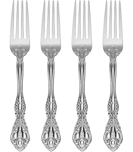 Winco Chantelle 12-Piece Table Fork Set - Heavy Gauge 18-8 Stainless Steel - European Size, Mirror Finish