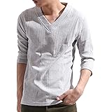 [バレッタ] ランダムテレコ Vネック ストレッチ Tシャツ カットソー インナー 半袖 ７分袖 長袖 春 夏 秋 冬