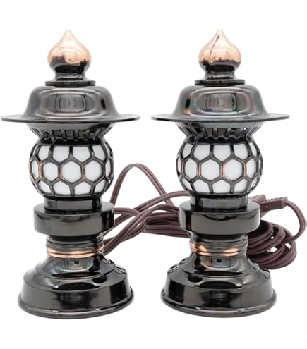 Amazon｜仏壇屋 滝田商店 置き灯篭 丸型 金 8寸(一対)(高さ24cm×底径