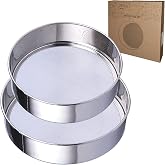 Sieve Fine Mesh, Stainless Steel Round Sifter for Baking, Flour Sieve, 8 Inch 40 Mesh and 6 Inch 60 Mesh, 2PCS