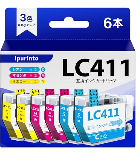 Amazon.co.jp: LC411-4PK ブラザー用 互換インクカートリッジ 3色