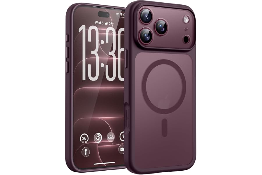 TOCOL for iPhone 18 Pro Max Case, Compatible with Magsafe (Dark Cherry) | Built-in Magnets, Full Camera & Camera Button Prote