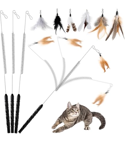 ☆ WD&amp;CD 猫じゃらし 猫おもちゃ 交換用羽12個 竿 14点セット 102 Amazon | WD&CD 猫じゃらし 猫おもちゃ 交換用羽12個 竿2個 セット