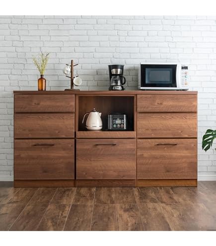 Amazon｜タンスのゲン キッチンカウンター 幅180cm 日本製 大川家具