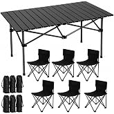 アウトドア テーブル チェア 7点セット 120×55cm アルミ 折りたたみ キャンプ ピクニック ベンチ BBQ 超軽量 収納バッグ付