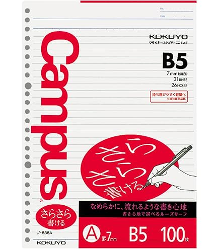 Amazon.co.jp: コクヨ ルーズリーフ ポジティ B5 200枚 普通横罫 P3ノ