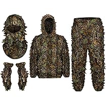 サバゲー装備 ギリースーツ 上下セット フェイスマスク付き 迷彩 3Dリーフ サバゲー装備 ギリースーツ 上下セット フェイスマスク付き 迷彩