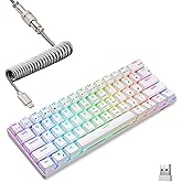 RK ROYAL KLUDGE RK61 60% Mechanical Keyboard with Coiled Cable, 2.4Ghz/Bluetooth/Wired, Wireless Bluetooth Mini Keyboard 61 K