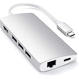 Satechi V2 マルチ USB-C ハブ 8-in-1 (シルバー) 4K HDMI(60Hz), イーサネット, USBC PD充電, SDカードリーダー, USB3.0ポートx3