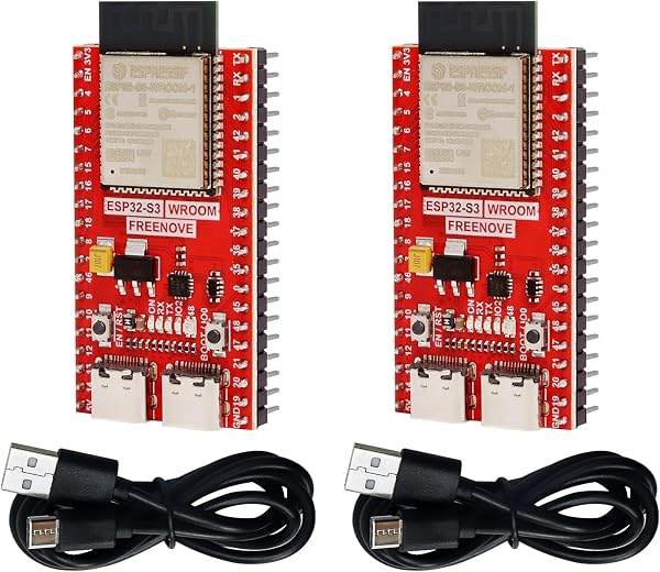 Freenove ESP32-S3 ESP32 S3 Board Lite (16 MB Flash) (2個セット), デュアルコア 32ビット 240 MHz マイクロコントローラー, オンボード無線, Python Cコード, 例題プロジェクト チュートリアル - 1