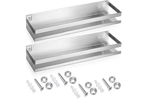 Lallisa 2 Pieces Stainless Steel Shelf Bathroom Shower Floating Shelves Wall Mounted Shower Caddy Basket Shelf Storage Organizer Shelves for Bathroom, Kitchen, Living Room (Silver,11.81 Inch/ 30 cm)