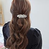 mefeny ヘアクリップ バレッタ パール お花 キラキラ 髪留め 髪飾り ヘアアクセサリー レディース 結婚式 パーティー 入学式 お呼ばれ 卒業式 (白)