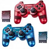 P-s2/DS2/PC用 レトロクラシックワイヤレスコントローラー ((青+赤))