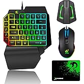 Gaming Keyboard and Mouse Combo, Wired 39 Keys Mechanical Feeling Rainbow LED Backlit Keyboard and RGB Gaming Mouse and LED B