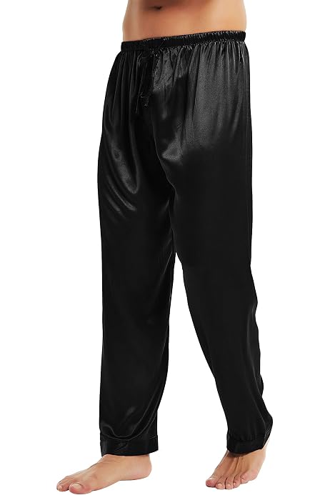 Mens Silk Satin Pajamas Pyjamas Pants 