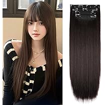 Amazon.co.jp: 襟足ウィッグ ワンタッチエクステ ストレート 4枚セット