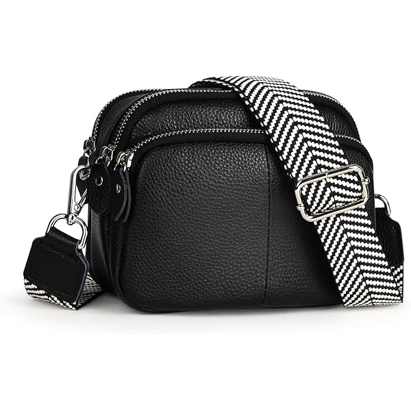 HISKFUN Small Crossbody Bag For Women - Genuine Leather Triple Compartment Cell Phone Purse - View #2