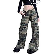 Amazon | [WANSHIX] 迷彩パンツ レディース 原宿系
