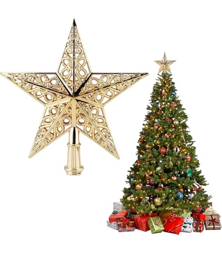 Amazon.co.jp: クリスマスツリートップ スター ゴールド