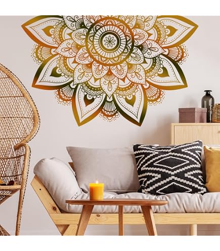 Pinenjoy Hamsa-Hand Wandaufkleber – Mandala & Lotus Design – Selbstklebend & Abnehmbar (ca. 60x92 Cm)