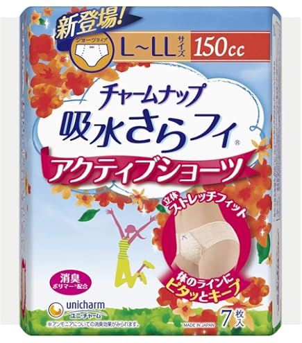 チャームナップ　吸水サラフィ　アクティブショーツ　L〜LLサイズ　計8袋 チャームナップ 吸水さらフィ アクティブショーツ 長時間安心用 150cc