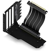 EZDIY-FAB グラフィックボード縦置き GPU垂直マウント PCIe 4.0 x16ライザーケーブル付属 11.5cm 90度直角 - ブラック | フルオープンPCIeスロット搭載ケース向け。調整式サポートで位置を微調整。双方向ロック構造でG