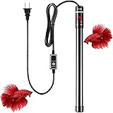 MQUPIN 水槽 ヒーター 水槽用ヒーター セーフティヒーターSH 500Ｗ サーモスタット一体型 オートヒーター 自動温度制御 安全カバー付 温度調整式 熱帯魚 観賞魚 淡水海水両用 日本語取扱説明書付き (500W)