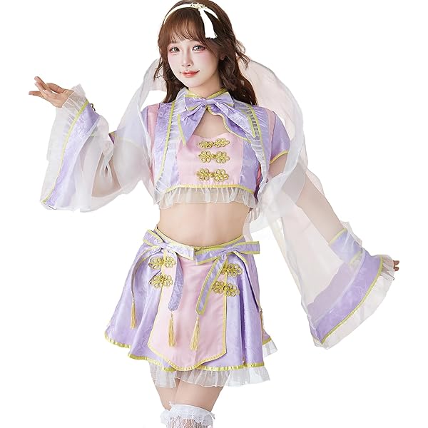 Amazon.co.jp: [Malymoon]織姫 コスプレ 衣装 紫 パープル 黄色