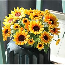 Amazon｜himsyuden ひまわり 造花 花束 2本セット 28頭花 向日葵