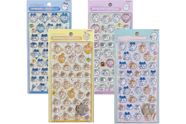 [Farstyle] 3D立体シール 4枚 ちい うさぎ ハチ くちばっち ぷくぷく レリーフシールセット マシュマロ風 タイル 手帳 萌物 かわいい 子供への贈り物 人気 小物 (J)