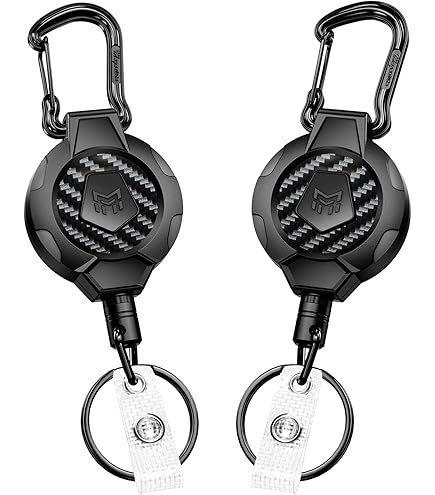 Titrys 2 Pack Metal Retractable Badge Reel Key Holder - 31ft Cord, 8oz Capacity (Black) - View #11