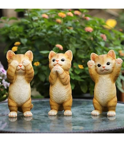 Amazon.co.jp: 猫の置物 おすわり猫(グレー) 子猫 キャット ガーデン