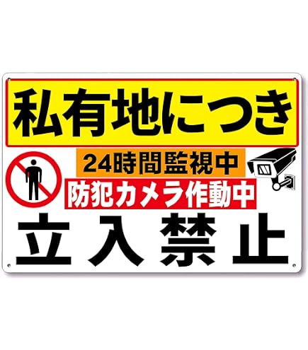 Amazon.co.jp: 関係者以外立入禁止24時間 防犯カメラ作動中敷地内 人感