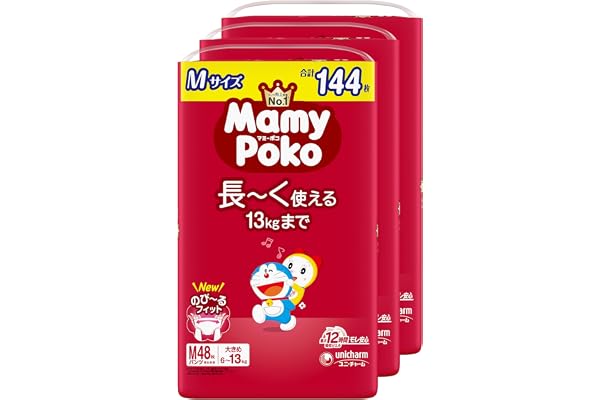 【パンツ Mサイズ】マミーポコ 大きめで長~く使える パンツ ドラえもん オムツ 6~13kg 144枚【Amazon.co.jp限定】
