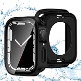 ANYOI 対応 Apple Watch ケース 40mm 41mm 42mm 44mm 45mm 46mm アップルウォッチ カバー 防水 3D直角エッジデザイン 2 in 1 前後の保護 アップルウォッチ ケース 耐衝撃 Apple Watch カバー 全面保護 装着簡単 高耐久 高透過率 PC素材 Series 9/8/7 41mm ブラック