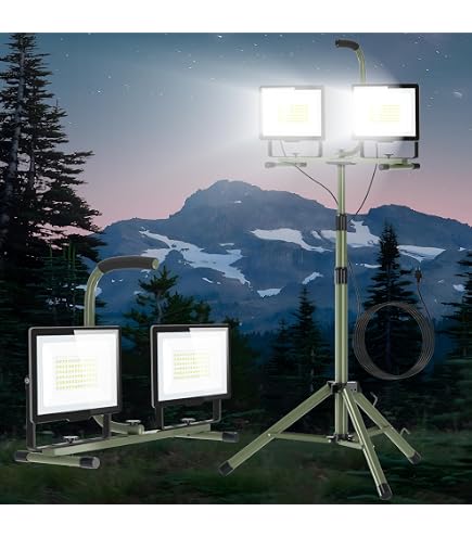 投光器 LED 作業灯 200W 21000LM 2灯式 三脚スタンド付き Amazon.co.jp: 投光器 LED 作業灯 200W 21000LM 2灯式 三脚スタンド