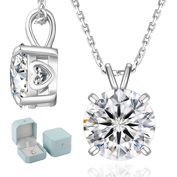 Amazon | KRKC&CO ネックレス レディース 一粒ダイヤ モアッサナイト