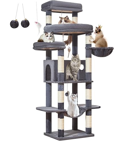Amazon | Heyblyキャットタワー 多頭飼い最適 高180cm 大型猫用