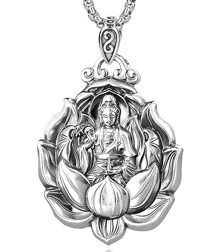 美しい　彫刻　天然　和田白玉　観音　ペンダント 天然和田玉白玉 足金鑲玉 精工雕刻觀音仏像 御守り ネックレス