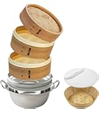 Amazon | 自社独自開発 蒸気の強さUP！ 竹蒸篭 花すのこ 21cm セイロ2