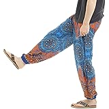 Amazon Oki オキ アジアンパンツ サルエルパンツ アラジンパンツ メンズ レディース ユニセックス エスニック ロングパンツ アジアンネイビー ロングパンツ 通販