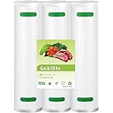 Gokilife 真空パック袋 真空パック ロール PA＋PE安全素材 28*600cm 3本セット フードシーラー 真空パック機専用ロール 替えロール 真空ロール 自由にカット エンボス加工 専用抗菌袋 鮮度長持ち 食品保存袋 冷凍保存 電子レンジ
